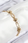 Parçalı Zincir Model Gold Renk Kadın Bileklik - EBJ250902W37671 thumbnail 1