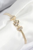 Pirinç Zirkon Taşlı Yonca Model Gold Renk Kadın Bileklik - EBJ250902W37757 thumbnail 1