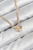 Pirinç Zirkon Taşlı Yonca Model Gold Renk Kadın Kolye - EBJ250902W37582 thumbnail 1