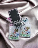 Kelebek Tasarımlı Büyüteçli Simli Sulu Kozmetik Dikdörtgen Cep Çanta Aynası Kapaklı El Makyaj Aynası - 1