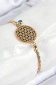 Nazar Boncuğu Detaylı Yaşam Çiçeği Model Gold Renk Kadın Bileklik - EBJ250902W37662 thumbnail 1