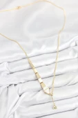 Pirinç Yılan Model Gold Renk Asansörlü Kadın Kolye - EBJ250902W37772 thumbnail 2