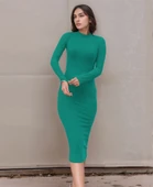 Kadın Yarım Balıkçı Yaka Süet Kumaş Fırsat ürün Midi Boy Elbise thumbnail 2