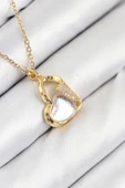 Zirkon Taşlı Kalp Model Gold Renk Kadın Kolye - EBJ250902W37688 thumbnail 1