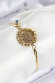Nazar Boncuk Detaylı Hayat Ağacı Model İtalyan Zincir Gold Renk Kadın Bileklik - EBJ250902W37651 thumbnail 1