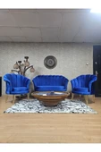 İstiridye Takım Gold Kaplama Telli Ayak Çay Seti Koltuk Takımı Mavi Renk 110 x 48 Boyut/Ebat thumbnail 1
