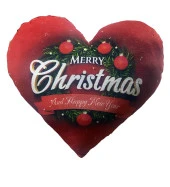 Yeni Yıla Özel: Merry Christmas Baskılı 2 Adet Kalp Yastık - 2