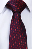 Esgue Hand Made 7.5 cm Damla Desen Bordo Kırmızı Mendilli Kravat thumbnail 3