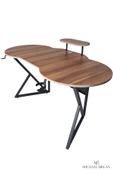 Michael Brean Özel Oval Tasarım Oyuncu Masası 156 Cm Bardaklık Ve Kulaklık Tutucu Hediye - 3