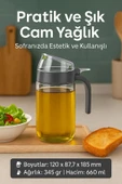 660 ml Şeffaf Cam Yağdanlık – Zeytinyağı, Sirke, Nar Ekşisi İçin İdeal Antrasit thumbnail 1