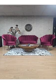 İstiridye Takım Gold Kaplama Sivriltme Ayak Çay Seti Koltuk Takımı Bordo Renk 110 x 48 Boyut/Ebat - 1
