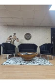 İstiridye Takım Beyaz Boyalı Sivriltme Ayak Çay Seti Koltuk Takımı Siyah Renk 110 x 48 Boyut/Ebat - 1