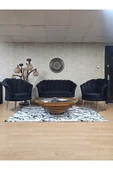 İstiridye Takım Krom Kaplama Sivriltme Ayak Çay Seti Koltuk Takımı Siyah Renk 110 x 48 Boyut/Ebat thumbnail 1