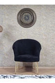 Tekli TEDDY Gold Kaplama Telli Ayak Çay Seti Koltuk Tekli Berjer , Balkon, Salon, Ofis Siyah Renk 40,5 Boyut/Ebat - 2