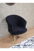 Tekli TEDDY Gold Kaplama Telli Ayak Çay Seti Koltuk Tekli Berjer , Balkon, Salon, Ofis Siyah Renk 40,5 Boyut/Ebat - 1