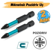 Pozidriv Uç (2 Adet) Mıknatıslı Bits Pz2 50 mm Vida Sökme 5 Cm Yıldız Matkap Vidalama Ucu S2 Çeliği thumbnail 3