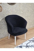 Tekli TEDDY Beyaz Boyalı Sivriltme Ayak Çay Seti Koltuk Tekli Berjer , Balkon, Salon, Ofis Siyah Renk 40,5 Boyut/Ebat thumbnail 1