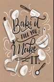 Dijital Baskılı Dekoratif Kaymaz Taban Yıkanabilir Bake Make It Desenli Halı Mutfak Halısı Yolluk Salon Halısı 100 x 200 cm Krem - 3