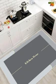Dijital Baskılı Dekoratif Kaymaz Taban Yıkanabilir Kıtchen Home Halı Mutfak Halısı Yolluk Salon Halısı 80x500 cm Gri thumbnail 1