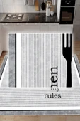 Dijital Baskılı Dekoratif Kaymaz Taban Yıkanabilir My Kitchen Desenli Halı Mutfak Halısı Yolluk Salon Halısı 60x250 cm Gri thumbnail 3