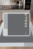 Dijital Baskılı Dekoratif Kaymaz Taban Yıkanabilir Kıtchen Home Halı Mutfak Halısı Yolluk Salon Halısı 80x400 cm Gri - 3