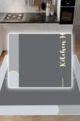 Dijital Baskılı Dekoratif Kaymaz Taban Yıkanabilir Kıtchen Home Halı Mutfak Halısı Yolluk Salon Halısı 60x100 cm Gri thumbnail 3