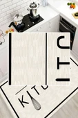 Dijital Baskılı Dekoratif Kaymaz Taban Yıkanabilir Modern Halı Mutfak Halısı Yolluk Salon Halısı 200 x 400 cm Krem thumbnail 3
