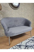 İkili TEDDY Krom Kaplama Sivriltme Ayak Çay Seti Koltuk İkili Berjer , Balkon, Salon, Ofis Gri Renk 40,5 Boyut/Ebat - 4