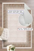 Dijital Baskılı Dekoratif Kaymaz Taban Yıkanabilir Çerceveli Halı Salon Halısı Yolluk Mutfak Halısı 160x230 cm Kiremit thumbnail 1