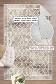 Dijital Baskılı Dekoratif Kaymaz Taban Yıkanabilir Kilim Desen Halı Salon Halısı Yolluk Mutfak Halısı 100x200 cm Kahverengi - 2