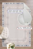 Dijital Baskılı Dekoratif Kaymaz Taban Yıkanabilir Modern Halı Salon Halısı Yolluk Mutfak Halısı 200x250 cm Bej - 1