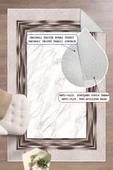 Dijital Baskılı Dekoratif Kaymaz Taban Yıkanabilir Çerceveli Halı Salon Halısı Yolluk Mutfak Halısı 100x200 cm Bej - 1