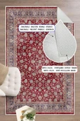 Dijital Baskılı Dekoratif Kaymaz Taban Yıkanabilir Klasik Halı Salon Halısı Yolluk Mutfak Halısı 100x250 cm Kırmızı thumbnail 1