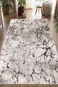 Dijital Baskılı Dekoratif Kaymaz Taban Yıkanabilir Mermer Desen Halı Salon Halısı Yolluk Mutfak Halısı 100x500 cm Bej - 2