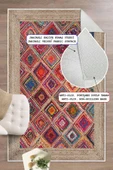 Dijital Baskılı Dekoratif Kaymaz Taban Yıkanabilir Kilim Desen Halı Salon Halısı Yolluk Mutfak Halısı 100x500 cm Çok Renkli thumbnail 1