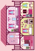 Dijital Baskılı Dekoratif Kaymaz Taban Yıkanabilir Prenses Evi Temalı Modern Çocuk Halısı 100x200 cm Pembe - 3