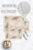 Dijital Baskı Mermer Desen Kaymaz Taban 2li Set Banyo Paspası Klozet Takımı (50x60cm-60x100cm) Kahverengi Tek Ebat thumbnail 3