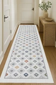 Dijital Baskılı Dekoratif Kaymaz Taban Yıkanabilir Kilim Yolluk Antre Hol Halısı Salon Halısı 120 x 300 cm Çok Renkli - 1