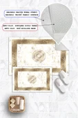 Dijital Baskı Mermer Desen Kaymaz Taban 2li Set Banyo Paspası Klozet Takımı (50x60cm-60x100cm) Gold Tek Ebat - 2