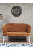 İkili TEDDY Beyaz Boyalı Telli Ayak Çay Seti Koltuk İkili Berjer , Balkon, Salon, Ofis Kiremit Renk 40,5 Boyut/Ebat - 1