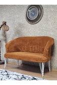 İkili TEDDY Beyaz Boyalı Telli Ayak Çay Seti Koltuk İkili Berjer , Balkon, Salon, Ofis Kiremit Renk 40,5 Boyut/Ebat - 3