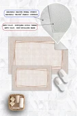 Dijital Baskı Çerçeveli Kaymaz Taban 2li Set Banyo Paspası Klozet Takımı (50x60cm-60x100cm) Bej Tek Ebat thumbnail 2