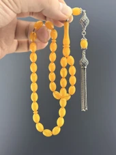 6,7 GR 925 AYAR GÜMÜŞ PÜSKÜL SIKMA KEHRİBAR BEYZİ KESİM 7,50X10,50 - 4