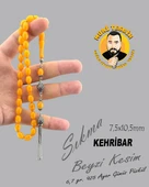6,7 GR 925 AYAR GÜMÜŞ PÜSKÜL SIKMA KEHRİBAR BEYZİ KESİM 7,50X10,50 - 1