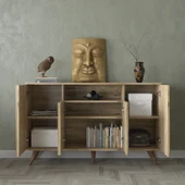 Hunerika Zoledo Zebra Kapak 4 Kapaklı 1 Bölmeli Premium Konsol- Minifiks - Atlantik Çam - 3