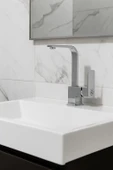 LAVABO BATARYASI KROM KARE BANYO LAVABO MUSLUK AĞIR PRİNÇ GÖVDE DÖNER BORU LÜKS ARMATÜR GÜMÜŞ GRİ - 4