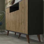 Hunerika Segovia Zebra Kapak 4 Kapaklı 1 Bölmeli Premium Konsol- Minifiks - siyah/Atlantik Çam - 3