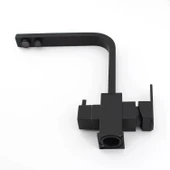 SİYAH KARE ARITMALI MUTFAK EVİYE BATARYASI 3 YOLLU L BORU LÜX SU TASARUFLU MUSLUK GARANTİLİ thumbnail 4