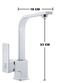 LAVABO BATARYASI KROM KARE BANYO LAVABO MUSLUK AĞIR PRİNÇ GÖVDE DÖNER BORU LÜKS ARMATÜR GÜMÜŞ GRİ - 6