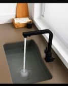 SİYAH KARE ARITMALI MUTFAK EVİYE BATARYASI 3 YOLLU L BORU LÜX SU TASARUFLU MUSLUK GARANTİLİ thumbnail 2